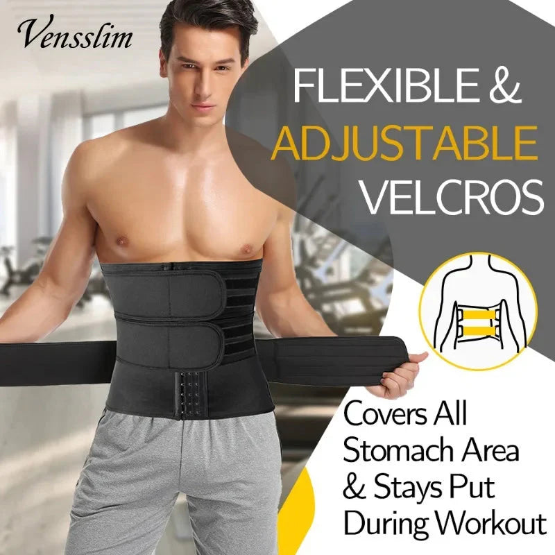 Black Dabfavshop waist trainer for men with zipper, size 2XL, slimming apparel designed to enhance waist shaping and support.