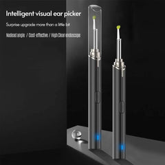 Black intelligent visual ear otoscope inspection tool for personal care, designed for safe and clear ear examinations.