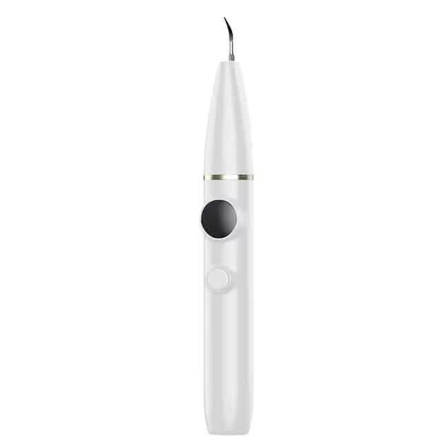 White Visual Ultrasonic Teeth Cleaner from DailySale, a compact device for effective at-home dental hygiene and oral care.
