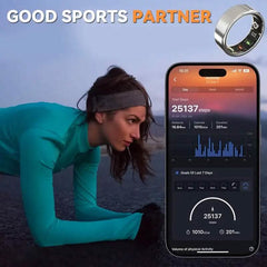 Gold DailySale Smart Ring Fitness Assistant for exercise and activity tracking, wearable fitness device on a user's finger.