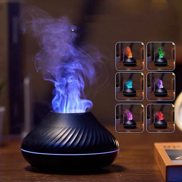 Colorful Flame aromatherapy machine by DailySale, used for health and wellness, with vibrant flame design and diffuser features.
