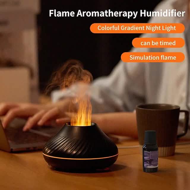 Colorful Flame Aromatherapy Machine by DailySale, a sleek health and wellness device with vibrant flame design for aroma therapy.