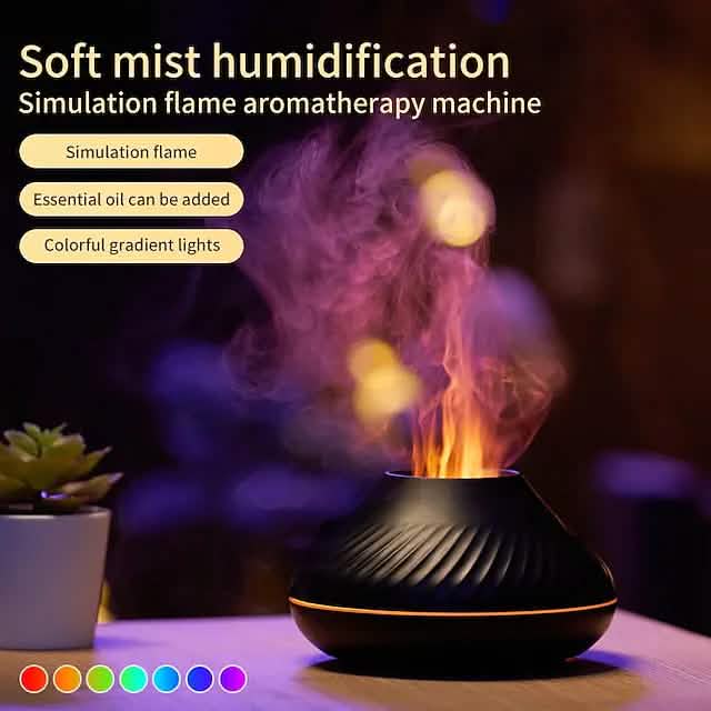 Colorful Flame Aromatherapy Machine by DailySale, a sleek health and wellness device with vibrant flame design for relaxation and aromatherapy.