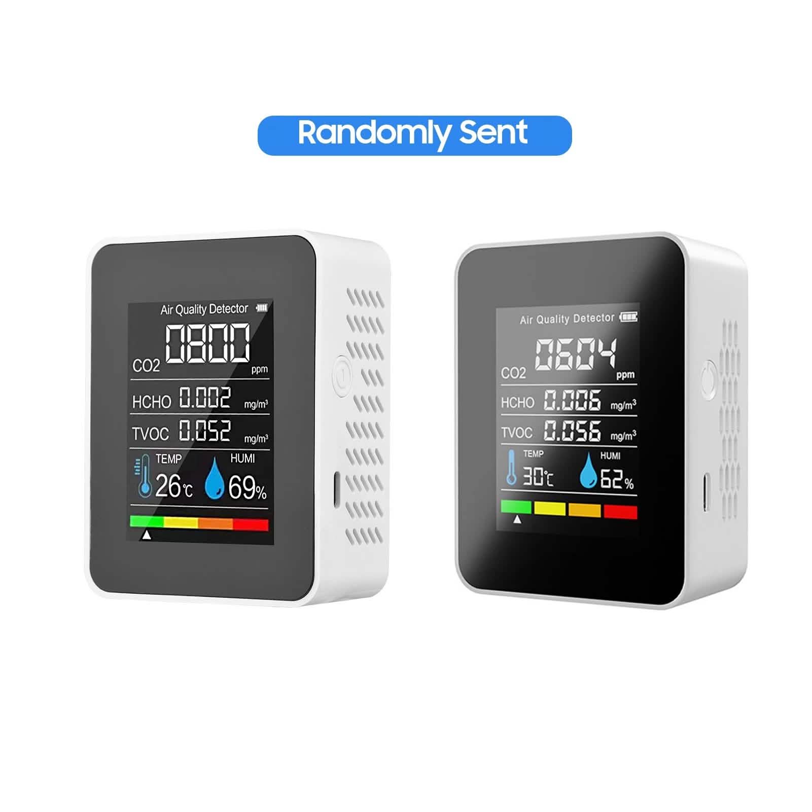 Black portable air quality monitor by DailySale, showcasing a compact device with digital display for health and wellness monitoring.