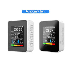 Black portable air quality monitor by DailySale, showcasing a compact device with digital display for health and wellness monitoring.