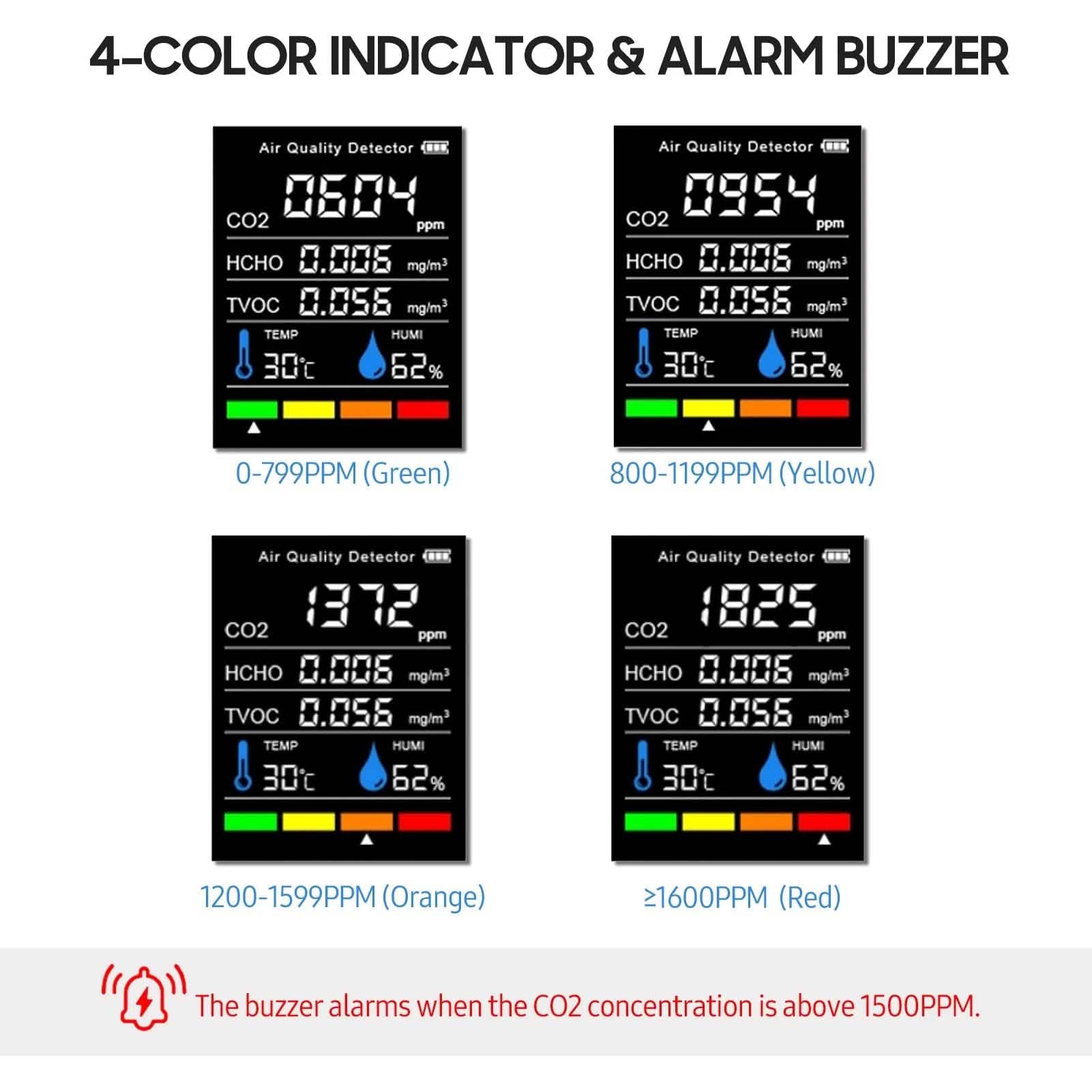 Black portable air quality monitor from DailySale, showing digital display and compact design for health and wellness monitoring.