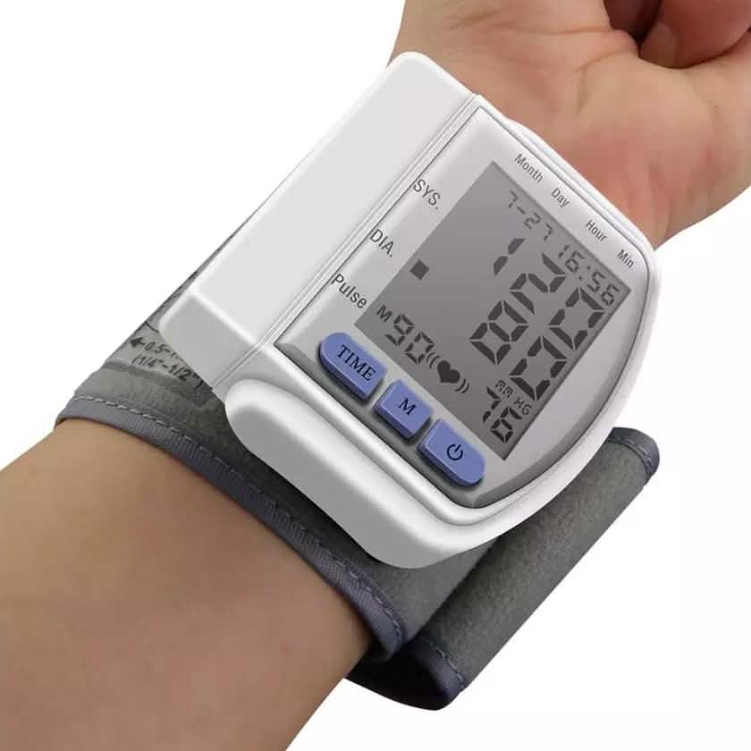 LCD digital automatic wrist blood pressure monitor by DailySale, portable electronic BP monitor for health and wellness use.