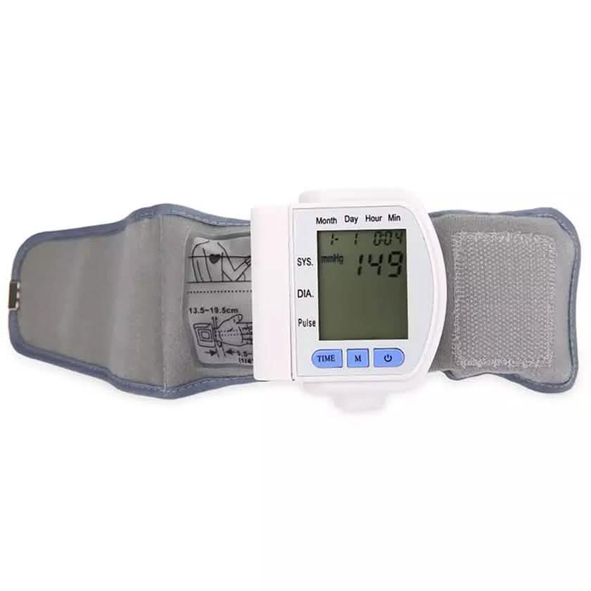 LCD digital automatic wrist blood pressure monitor by DailySale, portable electronic health device for accurate BP readings.