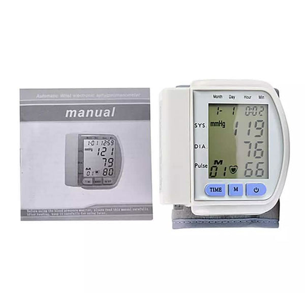 LCD digital automatic wrist blood pressure monitor by DailySale, portable electronic health device for accurate BP readings.