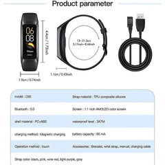 Black C60 Smart Watch with 1.1-inch display, fitness tracking, and Bluetooth connectivity by DailySale.