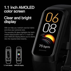 Black DailySale C60 Smart Watch with 1.1-inch display, fitness tracking, and Bluetooth connectivity.