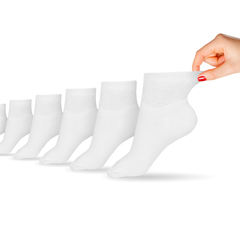 DSC women's cotton diabetic ankle socks for medium shoe size 7-10, white, comfortable and breathable diabetic socks, 6 pairs