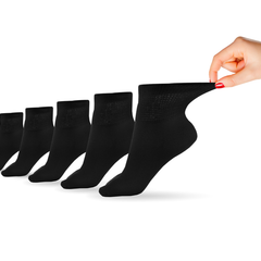 Six pairs of DSC women's cotton diabetic ankle socks in white, designed for medium shoe sizes 7-10, comfortable and breathable.