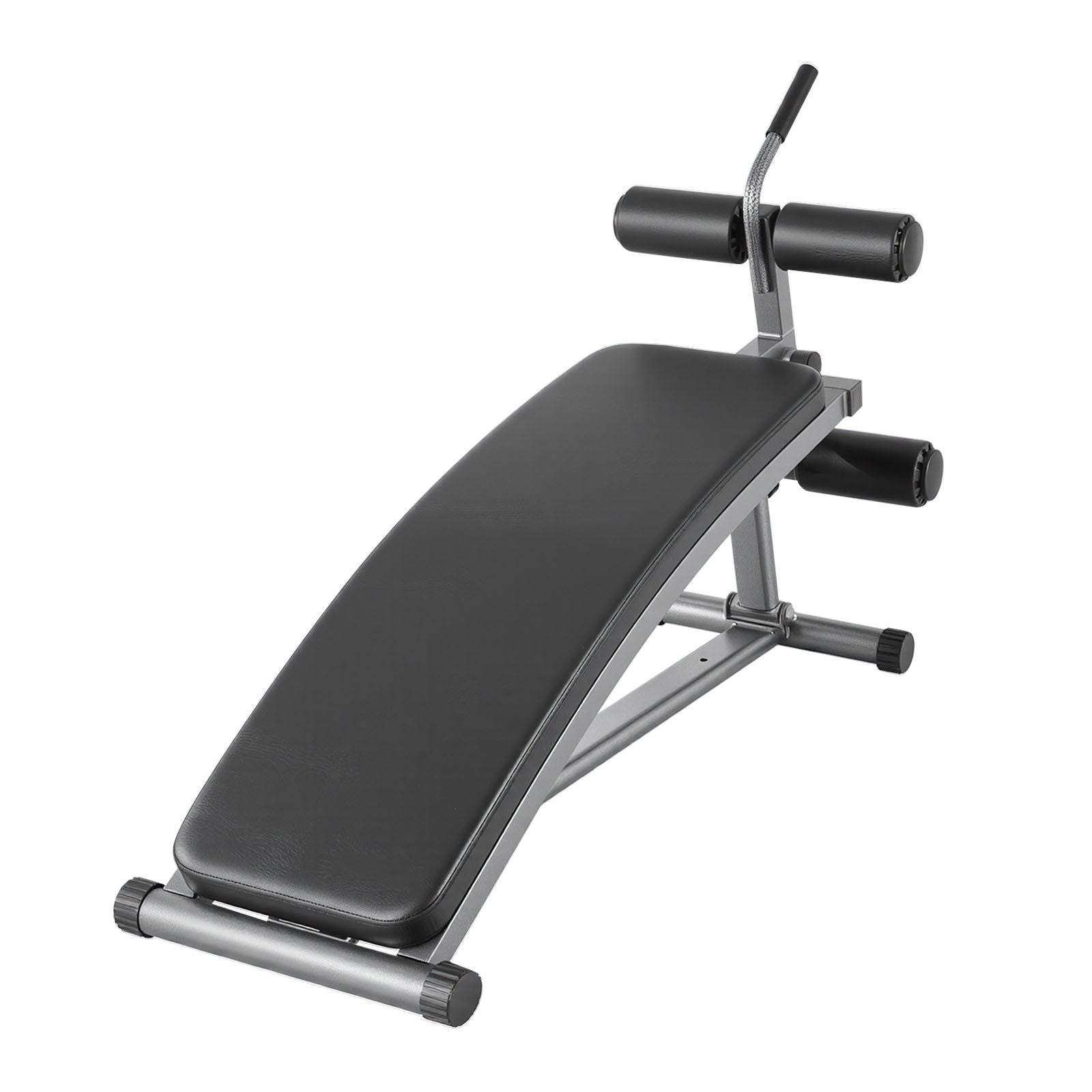Berry Charmz curved sit-up bench with adjustable height, heavy-duty steel, and reverse crunch handle for home gym core workouts.