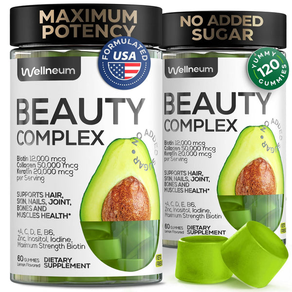 Biotin and Collagen Peptide Gummies for Hair Growth Skin and Nails 12000 Mcg Biotin Chewables with Keratin Max Strength Beauty Gummies for Women and Men Sugar Free Non GMO Gummy Supplement