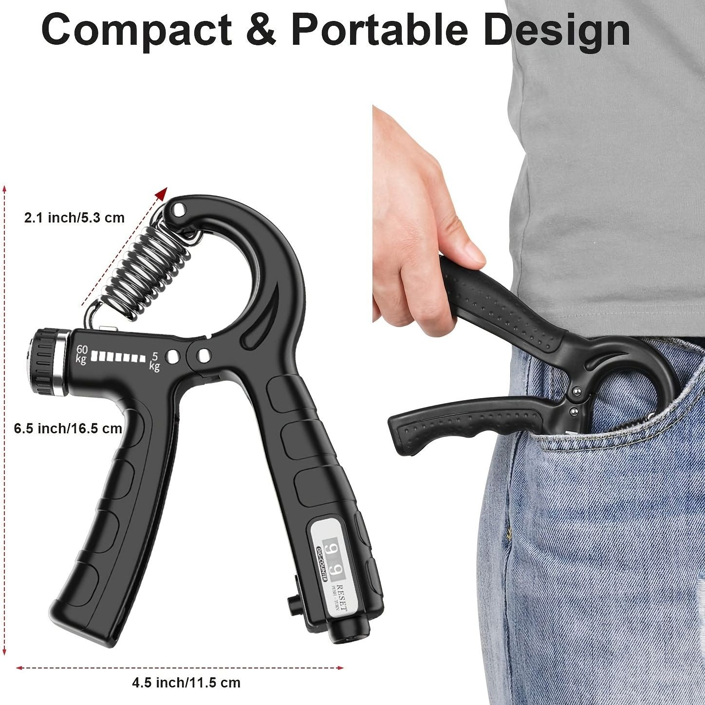 Berry Charmz hand grip strength trainer with adjustable resistance and non-slip handles, ideal for improving grip strength.