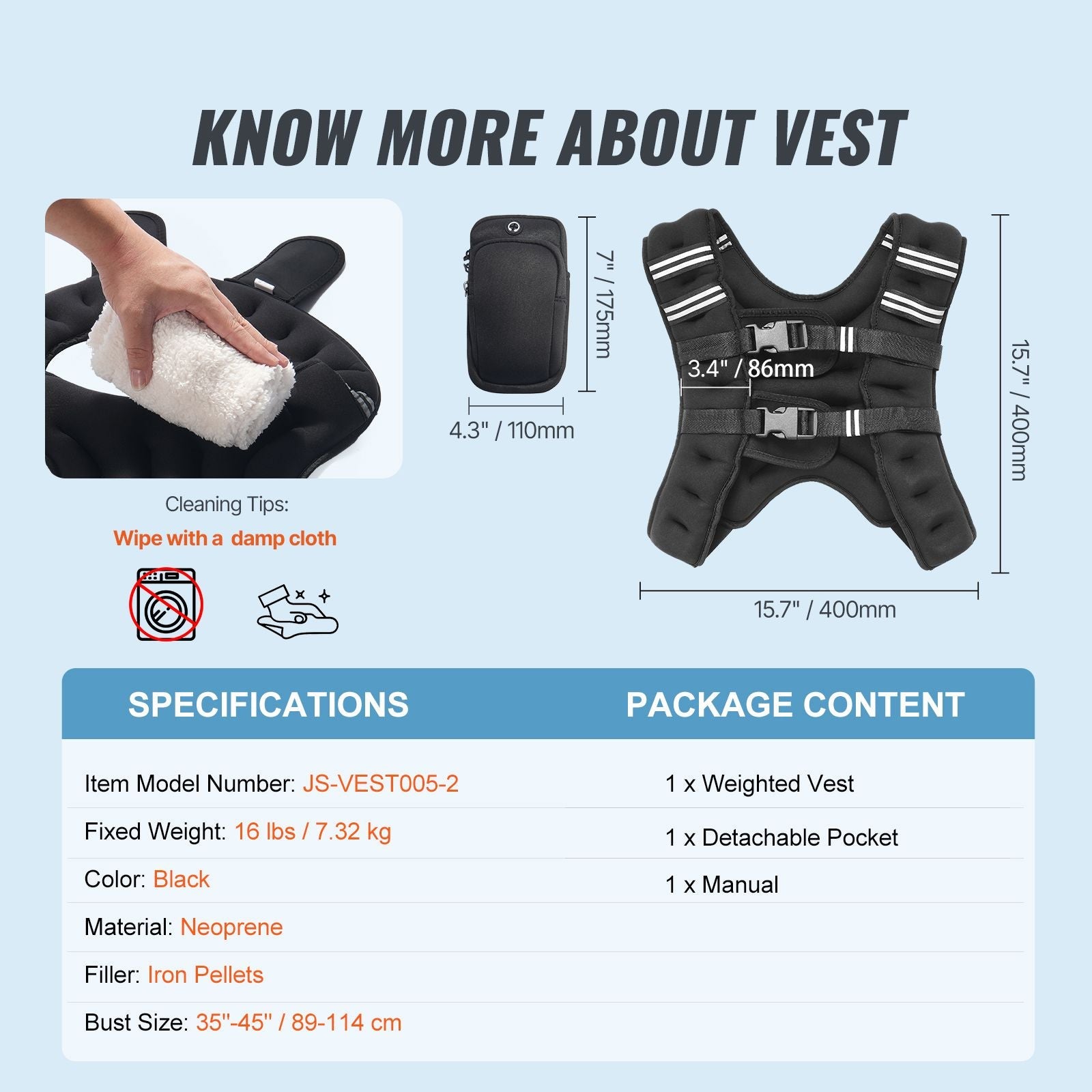 Berry Charmz 16 lb weighted vest with reflective stripe, adjustable buckle for men and women, ideal for strength training and running.