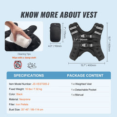 Berry Charmz 16 lb weighted vest with reflective stripe, adjustable buckle for men and women, ideal for strength training and running.