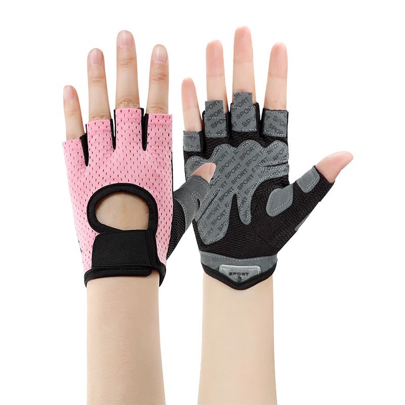 Berry Charmz women's gym fitness gloves with breathable fabric, half finger design, anti-slip pads for weight lifting and cycling.