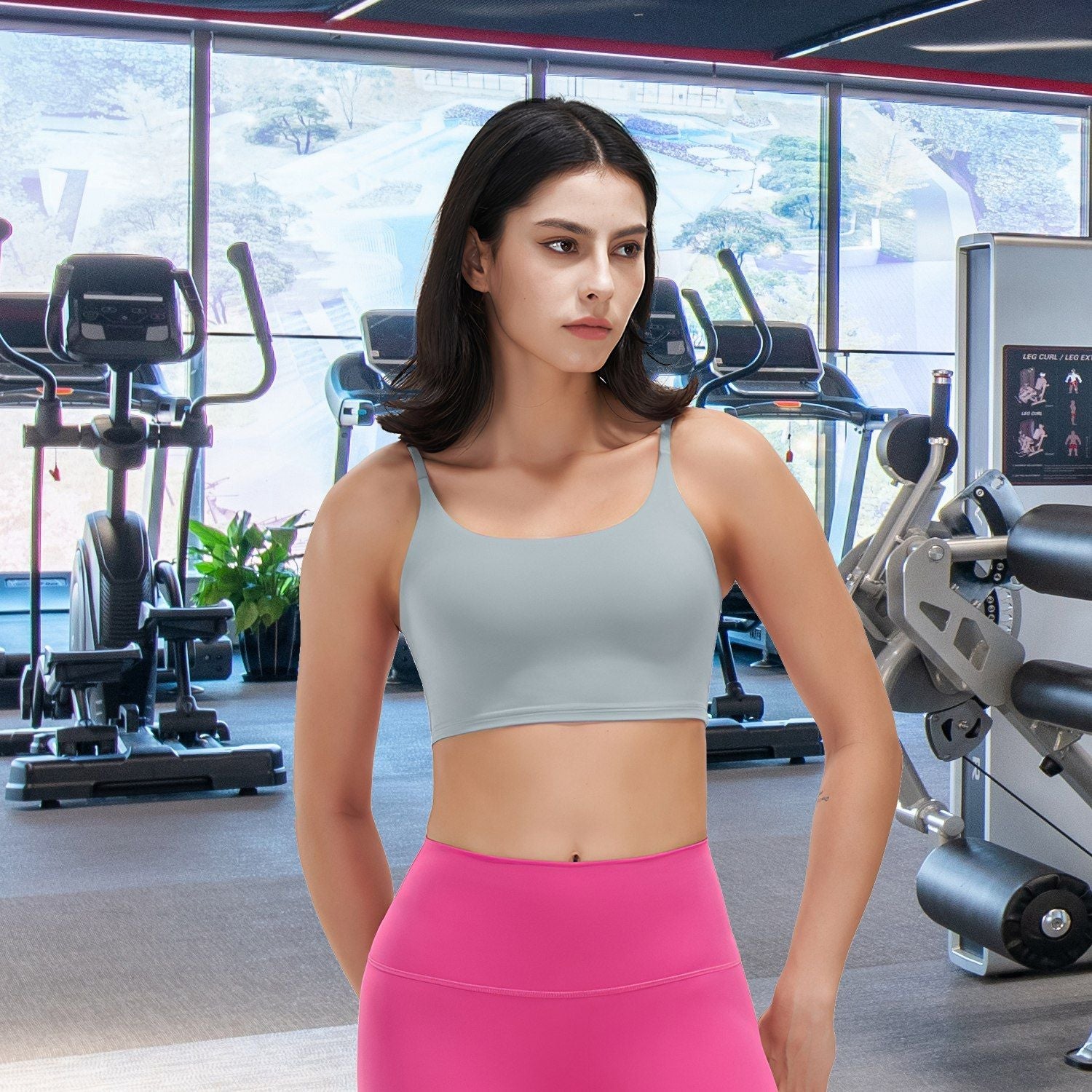 Berry Charmz women's sport bras, padded and strappy crop top with square neck, low impact fitness tank top for women.