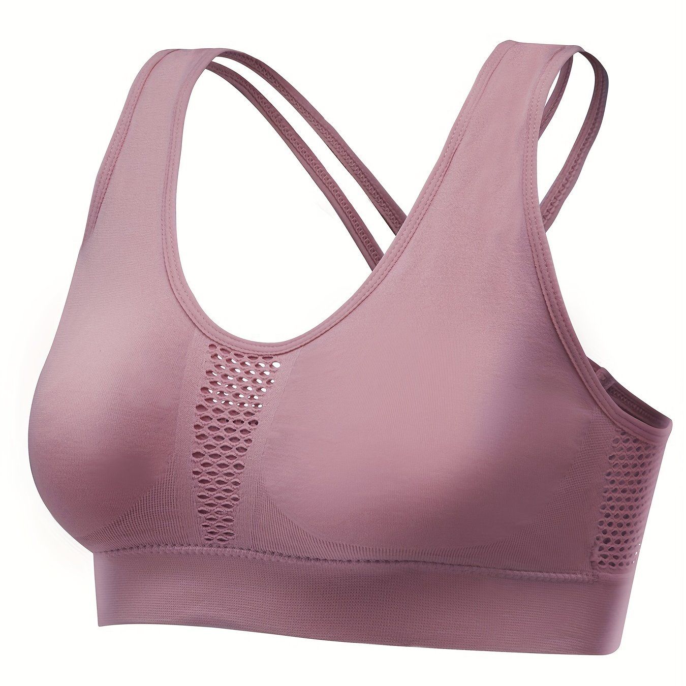 Berry Charmz breathable mesh wire-free sports bra with high-impact support, stretchy fabric, and a cropped design for activewear.