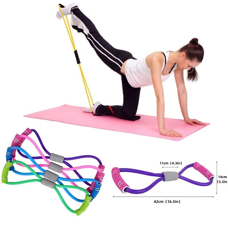 Berry Charmz foam handle 8-shape elastic tension band for waist, abdomen, arm, and leg stretching in fitness training.