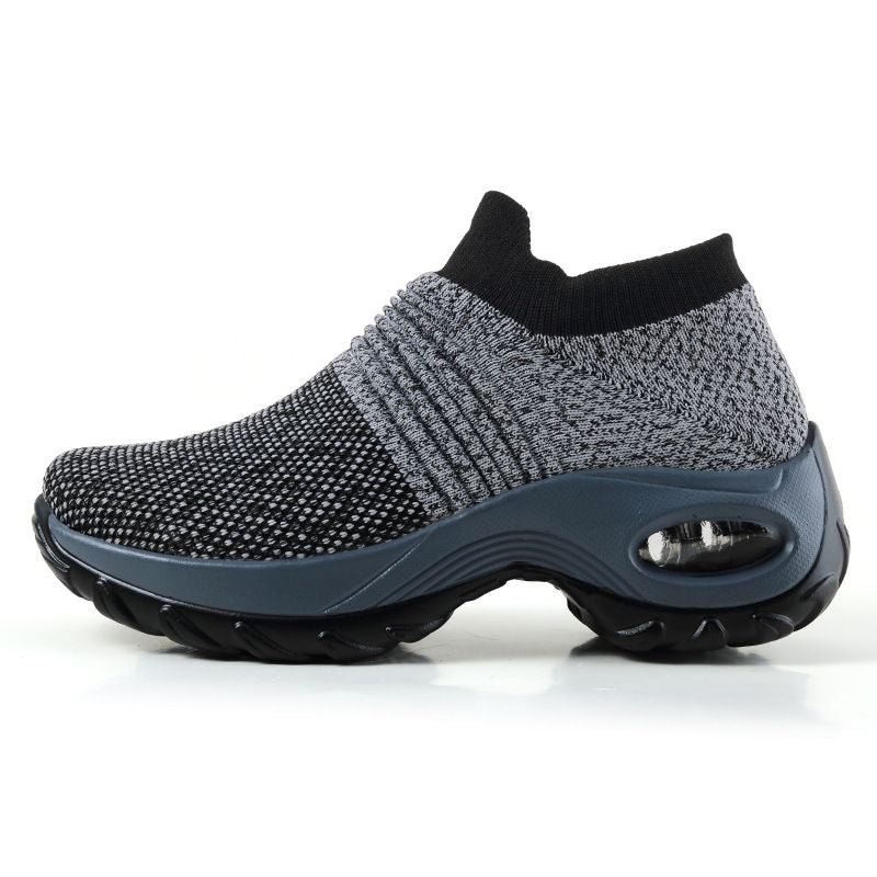 Berry Charmz Hypersoft women's orthopedic sneakers with platform in white, black, and red, designed for casual walking and comfort.