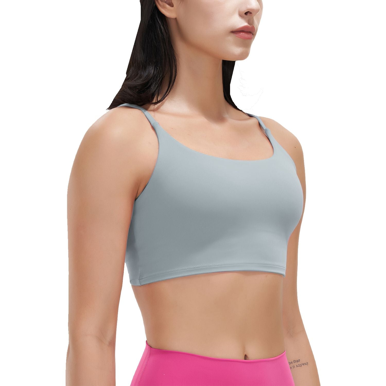 Berry Charmz women's strap sport bra with padded, strappy design, square neck, and low-impact fit, suitable for fitness and casual wear.