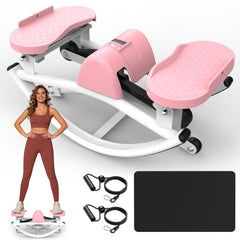 Berry Charmz lateral stepper machine with resistance bands, anti-slip mat, and LCD monitor for home workout exercises.