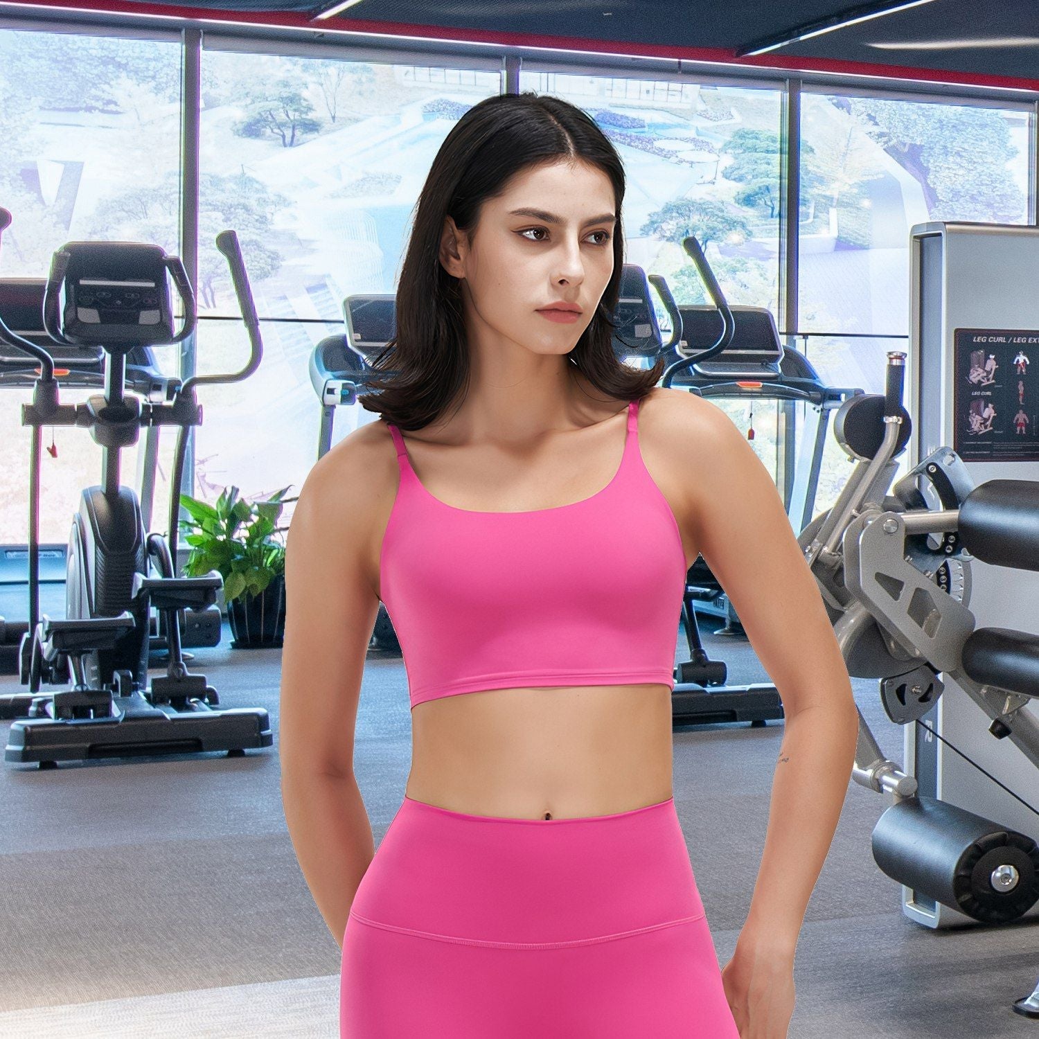 Berry Charmz women's strap sport bras with padded, strappy design, square neck, low impact fitness crop tops, perfect for active wear.