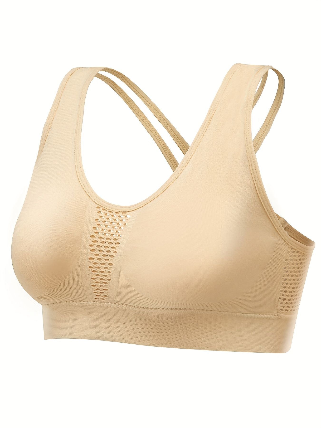 Berry Charmz breathable mesh wire-free sports bra with stretchy high-impact support, ideal for yoga and gym workouts.