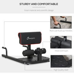 Black 3-in-1 padded push-up, sit-up, squat machine from Berry Charmz for home gym workouts, with cushioned support and adjustable features.