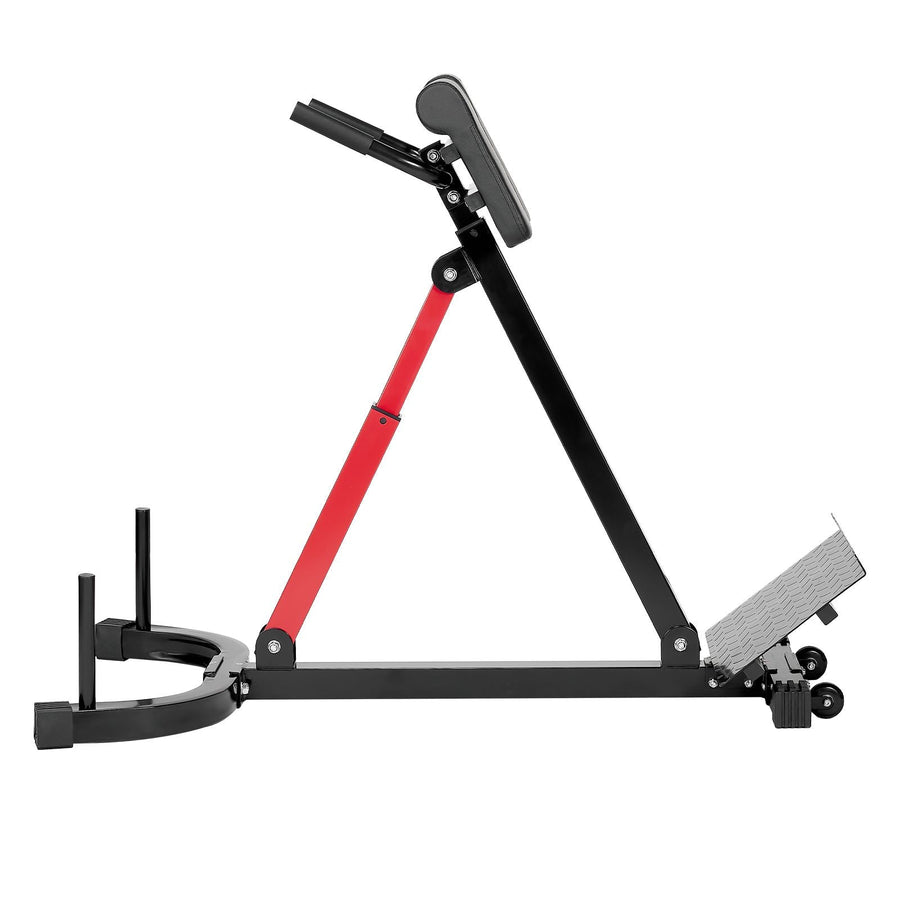 Berry Charmz Roman chair hyperextension bench for glutes, hamstrings, and lower back workouts in a home gym setting.