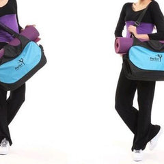 Pink Berry Charmz multifunction yoga mat tote bag showing a lightweight, durable, breathable pouch with handles for carrying yoga gear.