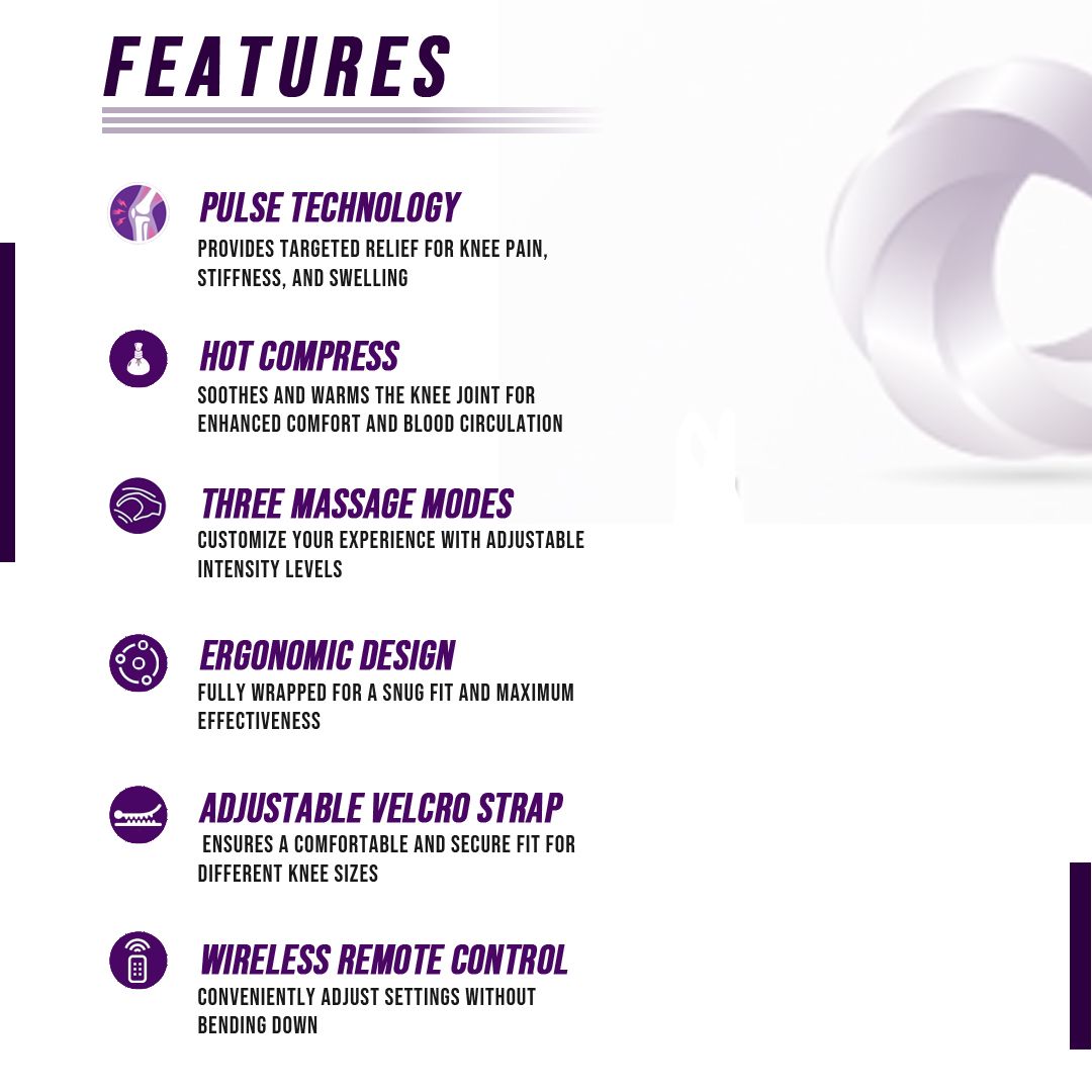Wireless Berry Charmz smart knee massager with heat, pulse technology, adjustable strap, and multiple intensity levels for muscle relief.