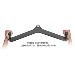 Berry Charmz LAT pulldown attachment with rubber-coated handle, suitable for cable machine back and arm strength training.