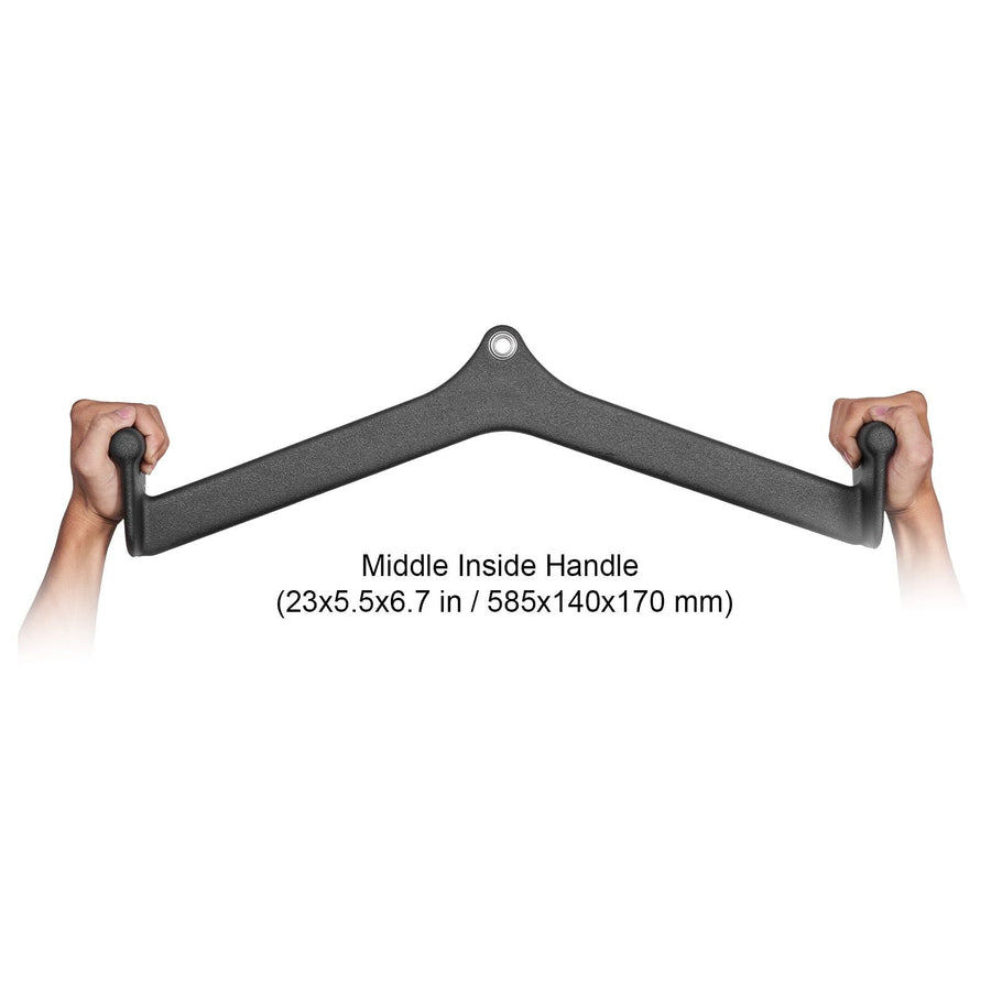Berry Charmz LAT pulldown attachment with rubber-coated handle, suitable for cable machine back and arm strength training.