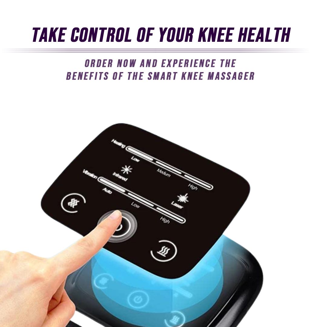 Wireless Berry Charmz smart knee massager with heat, pulse technology, adjustable strap, and 15 intensity levels for muscle relief.
