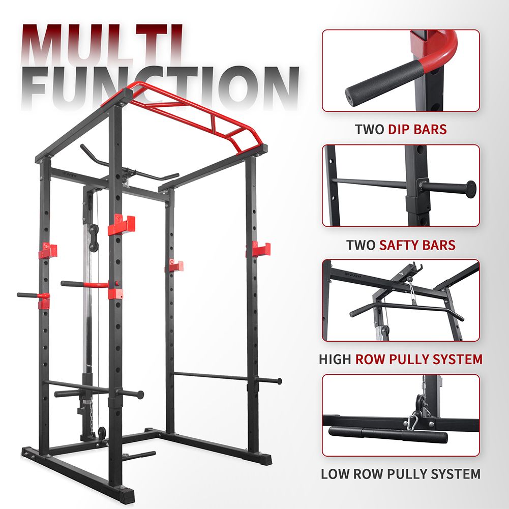 Berry Charmz multi-functional power cage with adjustable pull-up and squat rack, 1000 lbs capacity for home fitness and strength training