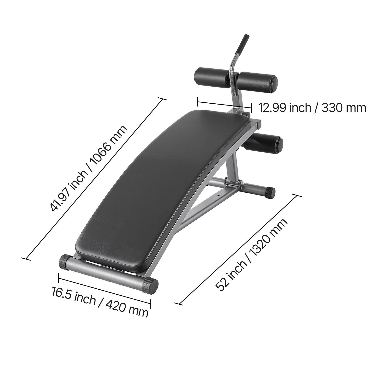 Berry Charmz curved sit-up bench with adjustable height, heavy-duty steel frame, reverse crunch handle, suitable for home gym workouts.