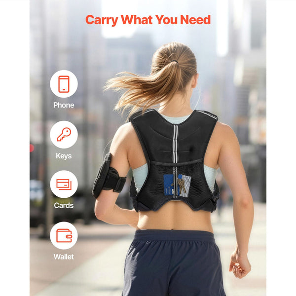 Berry Charmz 25 lbs weighted vest with reflective stripe, adjustable buckle, suitable for strength training, running, and fitness.