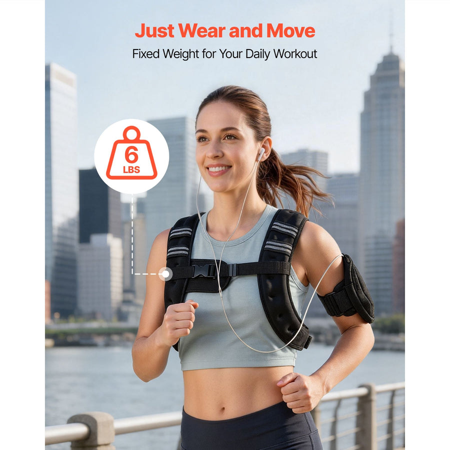 Berry Charmz 6 lbs weighted vest with reflective stripe, adjustable buckle, for strength training, running, jogging, and fitness.