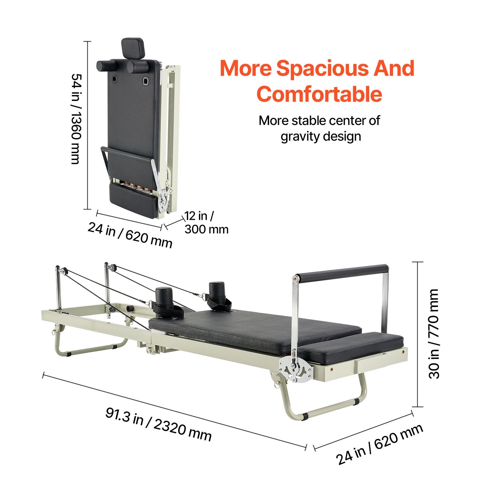 Foldable Berry Charmz Pilates Reformer with dual resistance springs and cords, designed for home gym Pilates workouts.