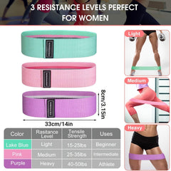 Berry Charmz 3pcs resistance bands set for legs and butt, ideal for home yoga, exercise, and fitness workouts.