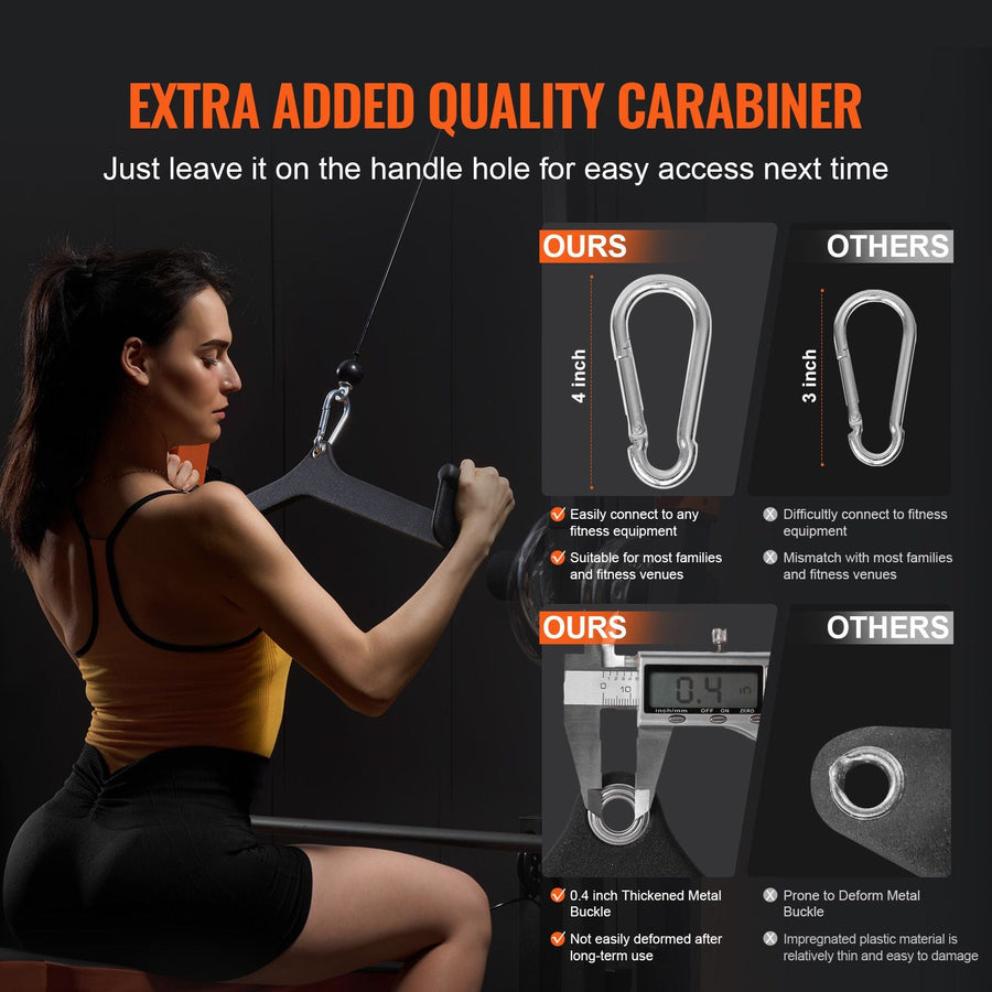 Berry Charmz LAT pulldown attachment with rubber-coated handle for cable machine back, triceps, and biceps training in home gym.