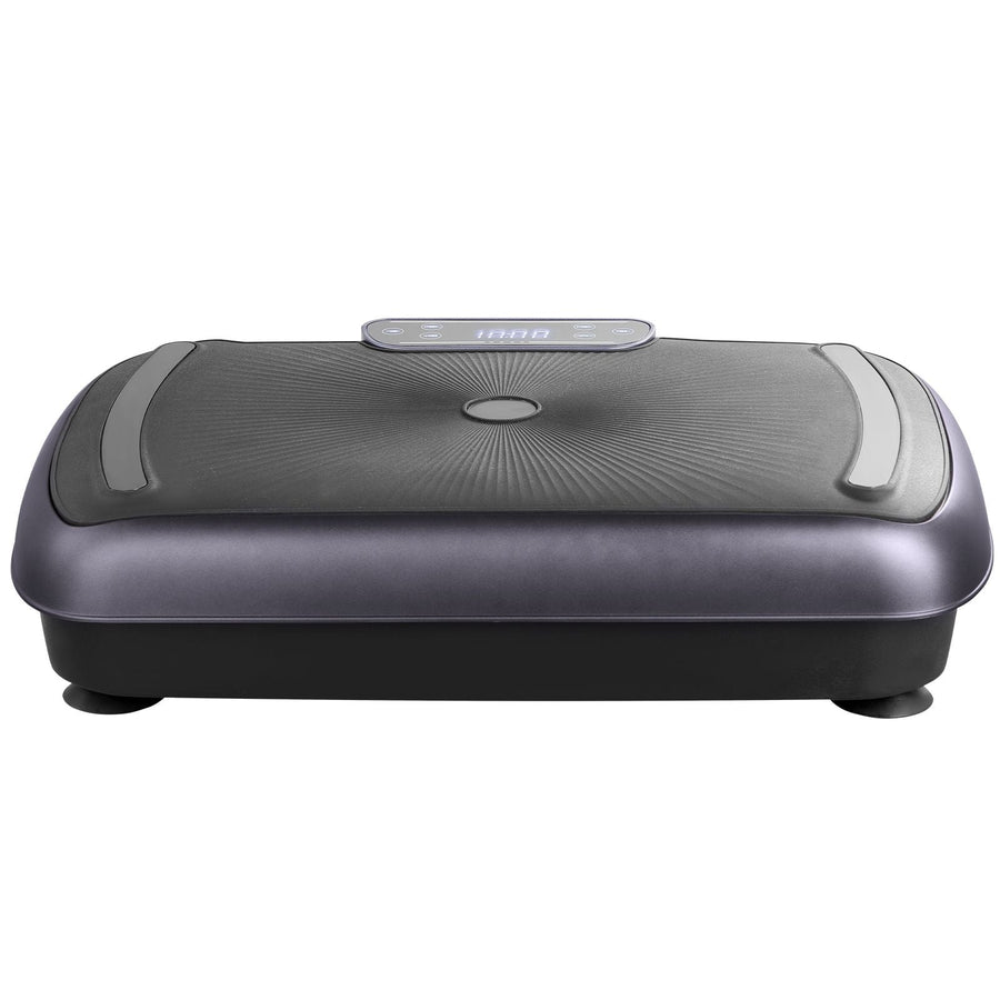Black Berry Charmz vibration plate exercise machine with remote and two resistance bands, designed for whole body workouts.