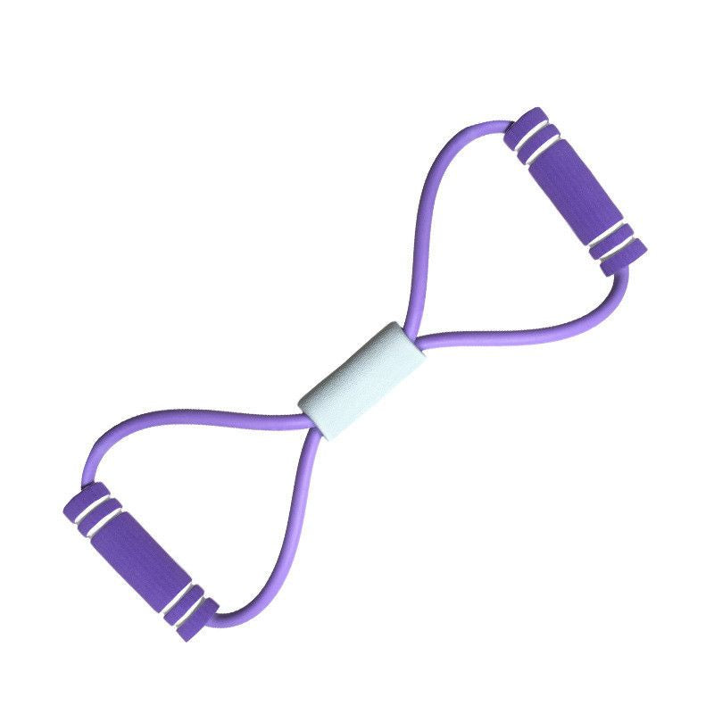 Berry Charmz foam handle 8 shape elastic tension band for abdominal, waist, arm, and leg stretching during fitness training.