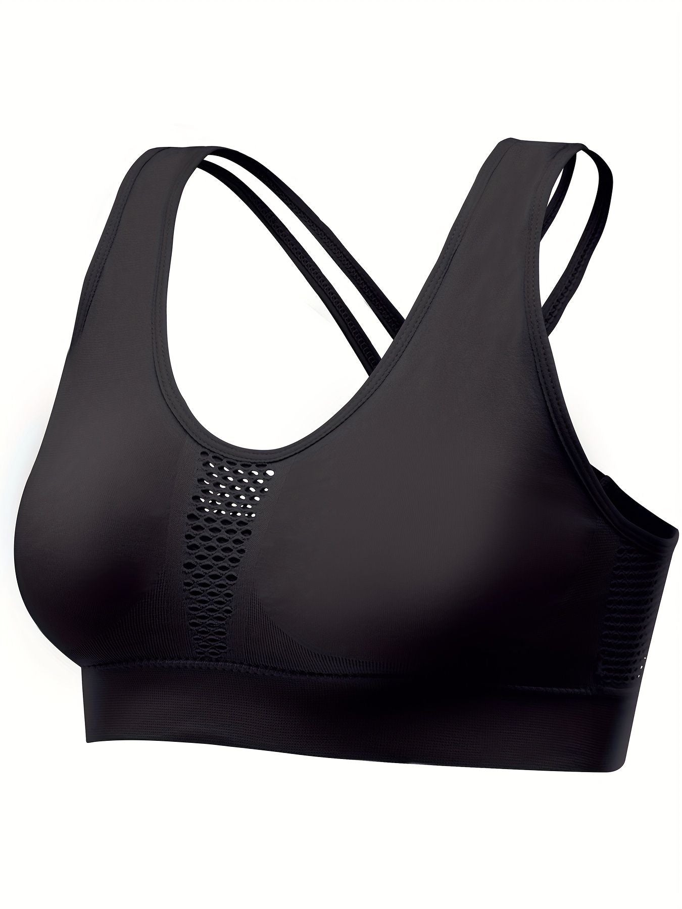 Berry Charmz breathable mesh wire-free sports bra with stretchy fabric, high-impact support, ideal for yoga and gym workouts.
