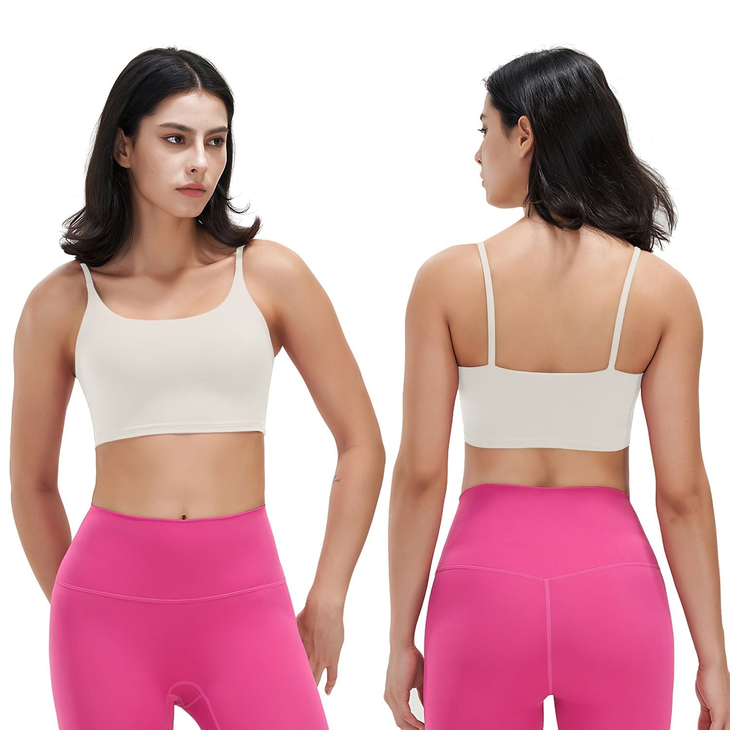 Berry Charmz women's padded strap sport bras with strappy design, square neck, and low-impact fit, ideal for fitness and casual wear.