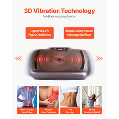 Black Berry Charmz vibration plate exercise machine with remote and resistance bands, showing the whole body vibration platform in use.